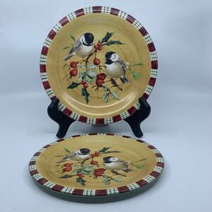 Lenox Winter Greetings Everyday Chickadee 2 Salad Plates Catherine‎ McClung READ